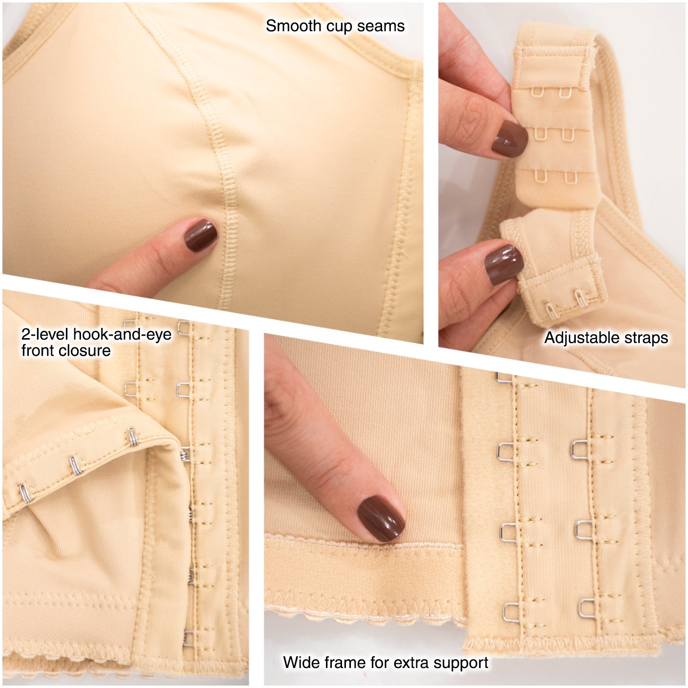 Post Surgery Bra, Front ClosureCompression Bra for BreastAugmentation, Wirefree Shapewearwith Adjustable Straps