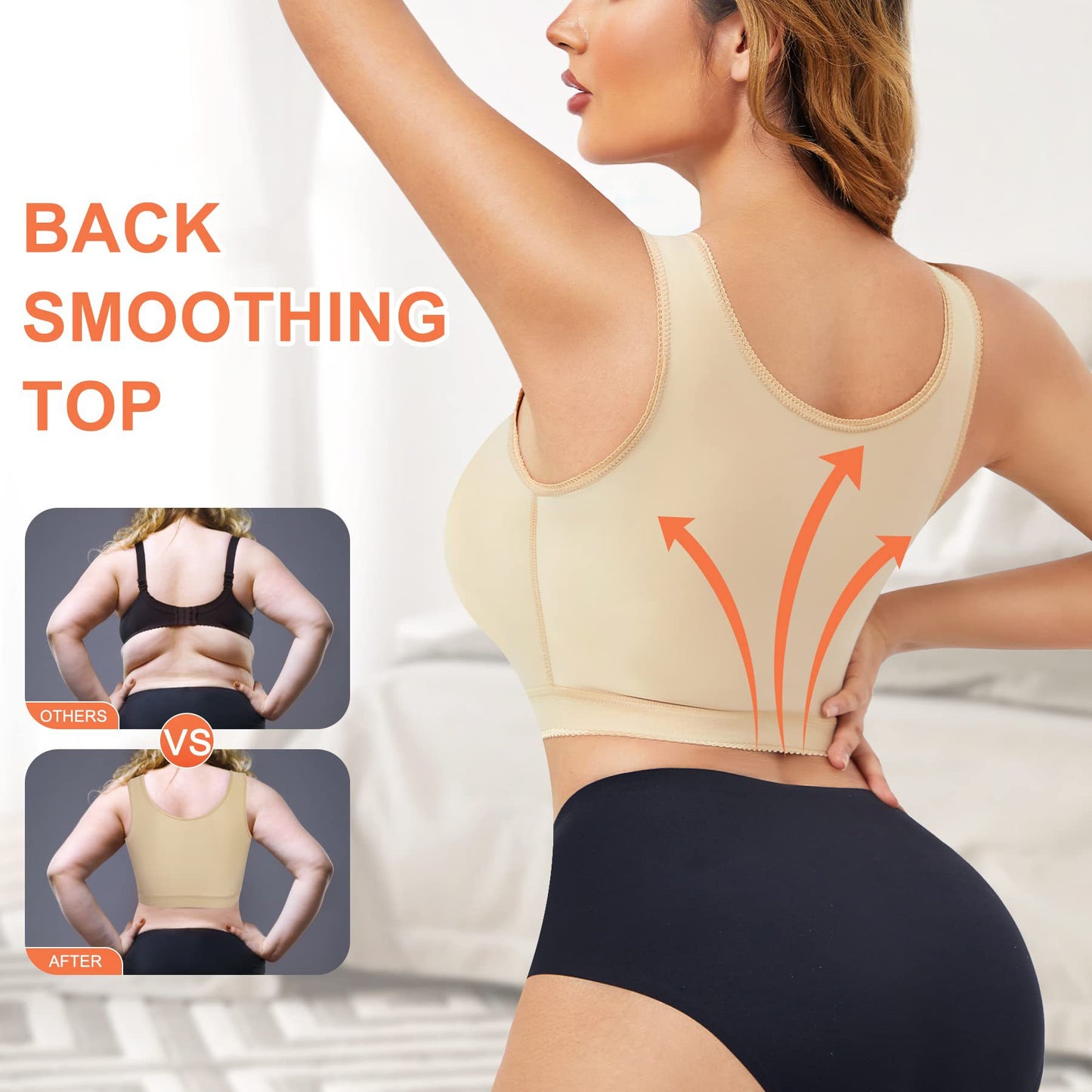 Post Surgery Bra, Front ClosureCompression Bra for BreastAugmentation, Wirefree Shapewearwith Adjustable Straps