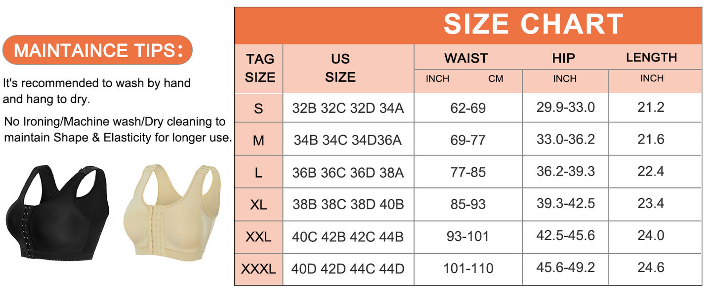 Post Surgery Bra, Front ClosureCompression Bra for BreastAugmentation, Wirefree Shapewearwith Adjustable Straps