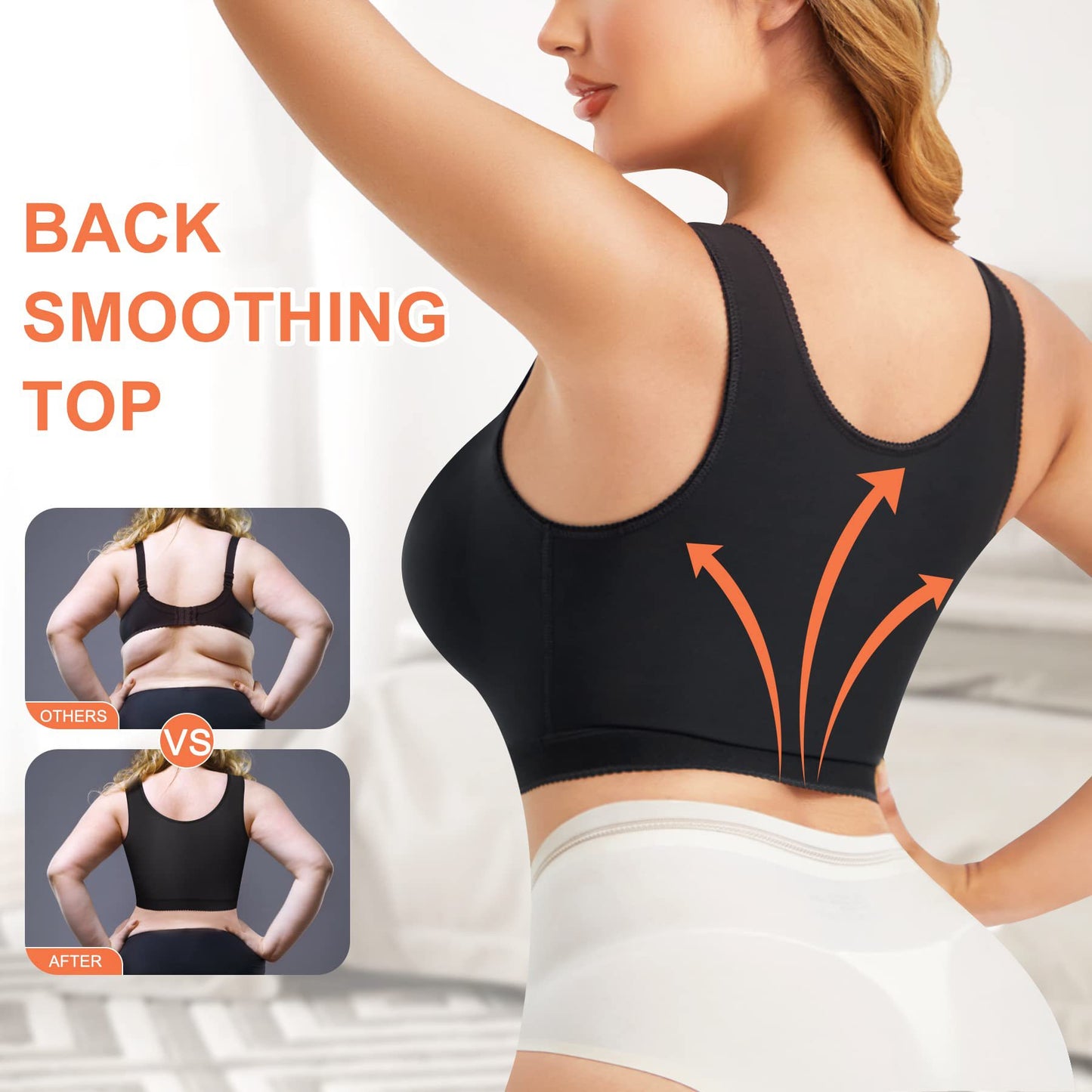 Post Surgery Bra, Front ClosureCompression Bra for BreastAugmentation, Wirefree Shapewearwith Adjustable Straps