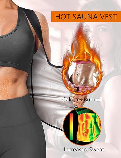 Sauna Suit for Women, Sauna Shirt Sweat Suit Waist Trainer Vest Shapewear Silver, Heat Trapping Sweat Enhancing Vest Workout Shirt Black Waist