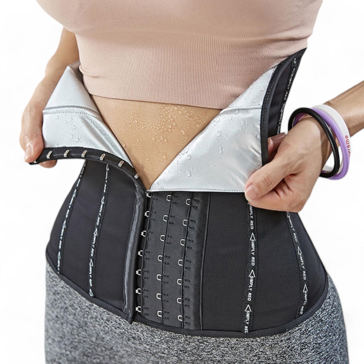 Sauna Waist Trainer Corset Belt Workout Shapewear, Adjustable Breathable Compression Sportswear Womenswear, Essential Lady Underwear, Polyester Black Waist