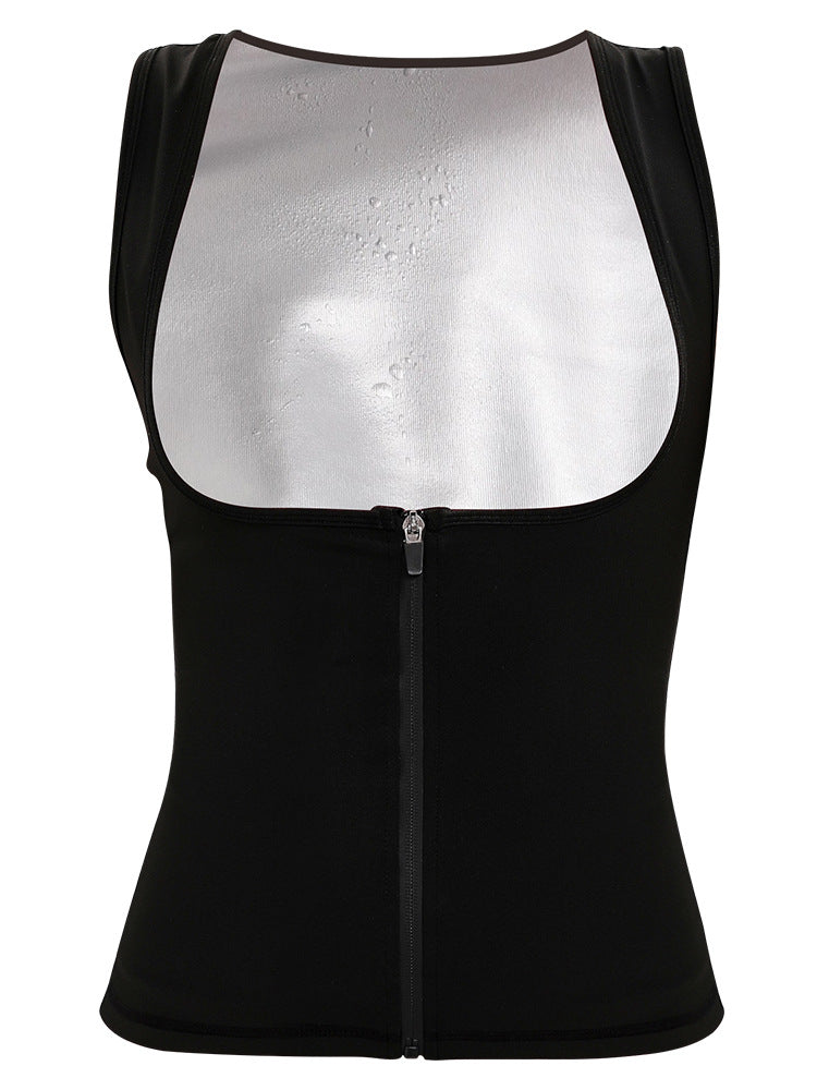 Sauna Suit for Women, Sauna Shirt Sweat Suit Waist Trainer Vest Shapewear Silver, Heat Trapping Sweat Enhancing Vest Workout Shirt Black Waist