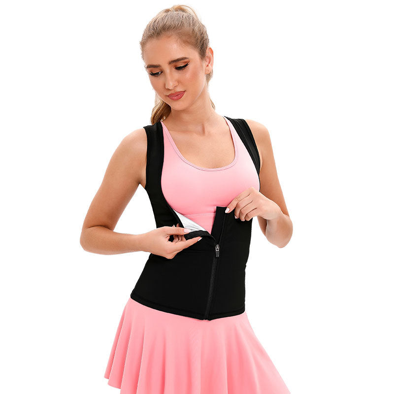 Sauna Suit for Women, Sauna Shirt Sweat Suit Waist Trainer Vest Shapewear Silver, Heat Trapping Sweat Enhancing Vest Workout Shirt Black Waist