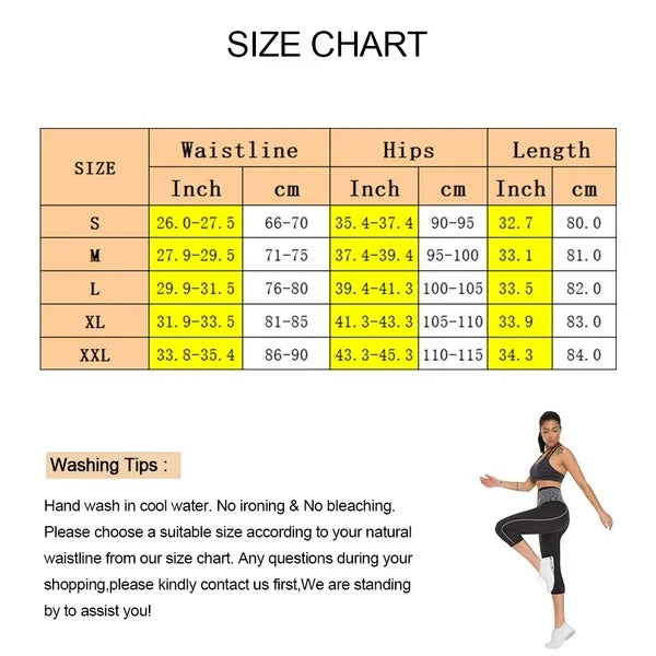 FitnFem Sauna Legging Pants Waist Trainer Body Shaper with Hook, Workout Gym Exercise Tummy Control Butt Lift Shorts, Neoprene Compression Fabric for Women