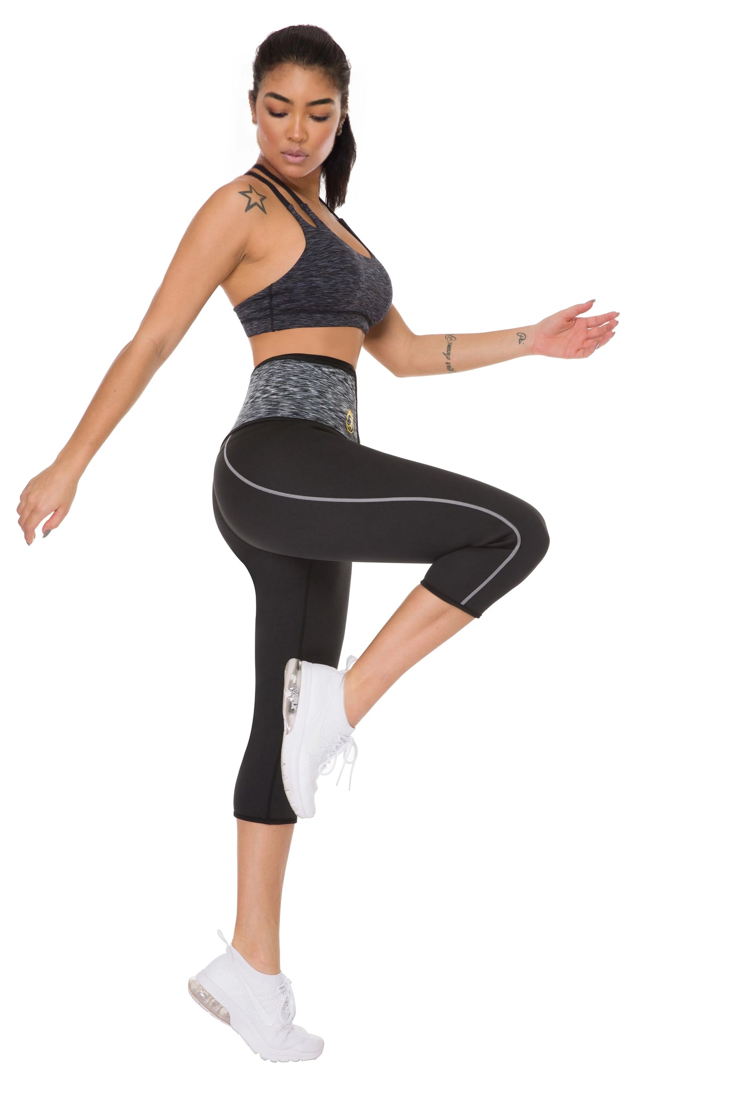 FitnFem Sauna Legging Pants Waist Trainer Body Shaper with Hook, Workout Gym Exercise Tummy Control Butt Lift Shorts, Neoprene Compression Fabric for Women