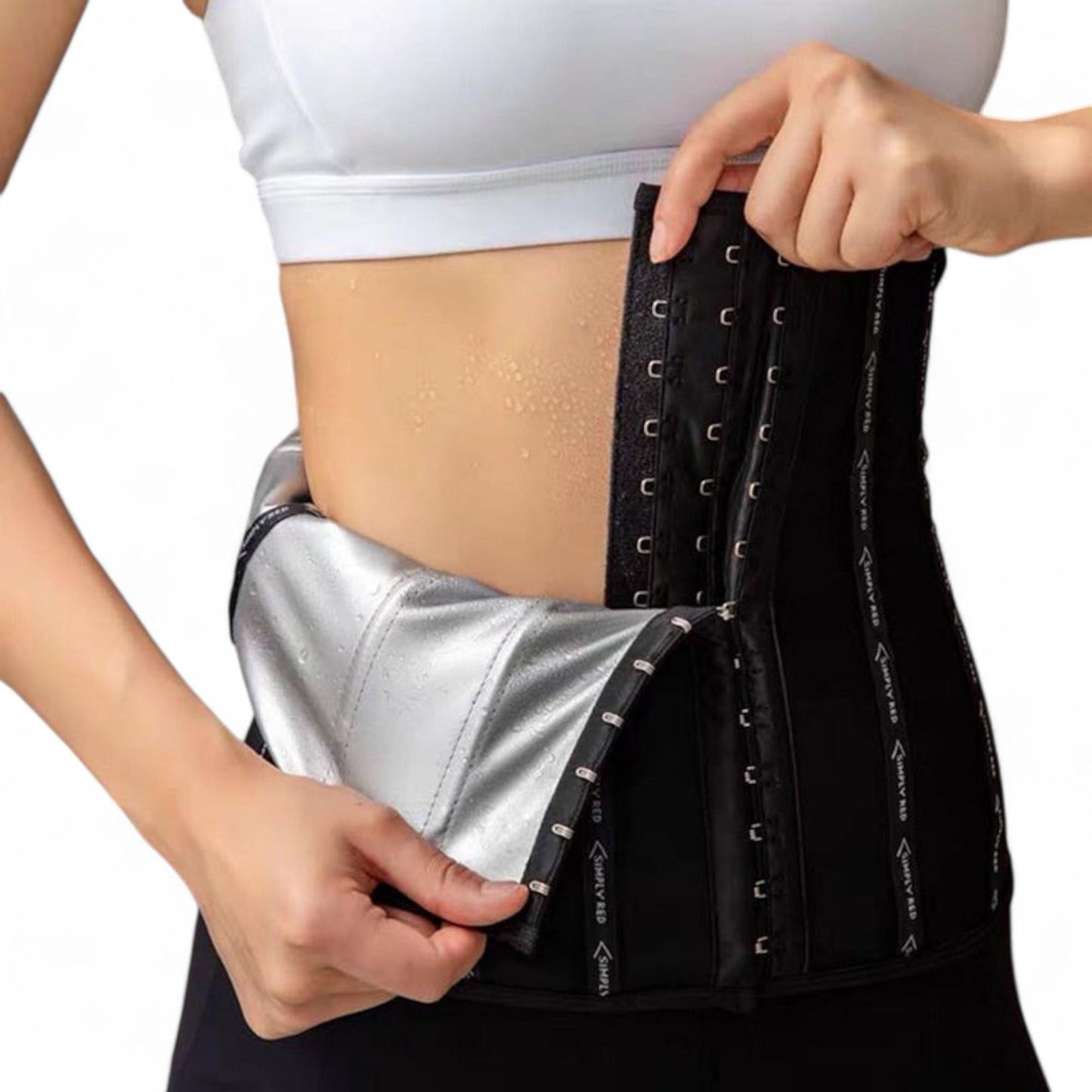 Sauna Waist Trainer Corset Belt Workout Shapewear, Adjustable Breathable Compression Sportswear Womenswear, Essential Lady Underwear, Polyester Black Waist