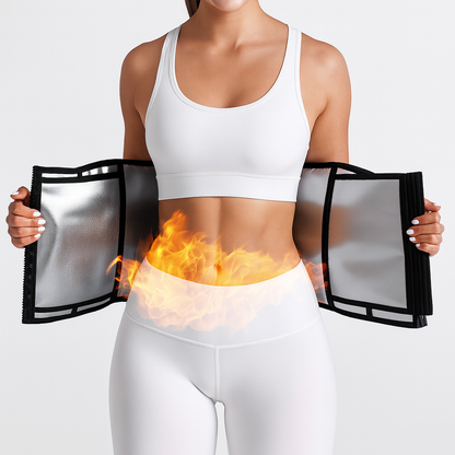 FitnFem Silver Coated Waist Trainer for Women – Tummy Control Sweat Sauna Belt with Double Compression & Hooks