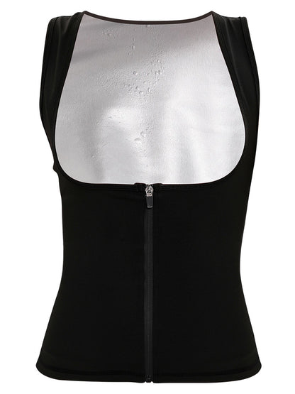 Sauna Suit for Women, Sauna Shirt Sweat Suit Waist Trainer Vest Shapewear Silver, Heat Trapping Sweat Enhancing Vest Workout Shirt Black Waist