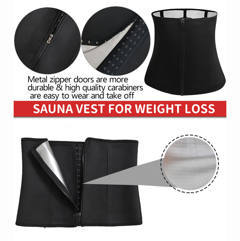 FitnFem Silver Coated Waist Trainer for Women – Tummy Control Sweat Sauna Belt with Double Compression & Hooks