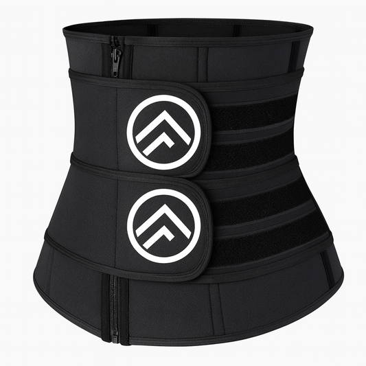FitnFem Sweat Waist Trainer, Neoprene Workout Corset Cincher Trimmer Shaper Belt - No Roll-Up Solid Double Strap Zipper Waist Trainer Belt Women's Fajas Summer, Custom Neoprene Nylon Shapes Sleek Comfortable Sexy Compression Underwear Workout Lady
